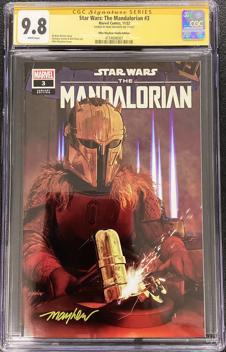 STAR WARS: THE MANDALORIAN #3 Mike Mayhew Studio Variant Cover Trade Dress CGC 9.8 Signature Series Slab