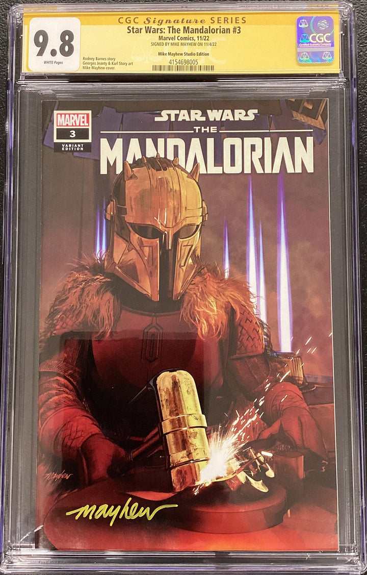 STAR WARS: THE MANDALORIAN #3 Mike Mayhew Studio Variant Cover Trade Dress CGC 9.8 Signature Series Slab