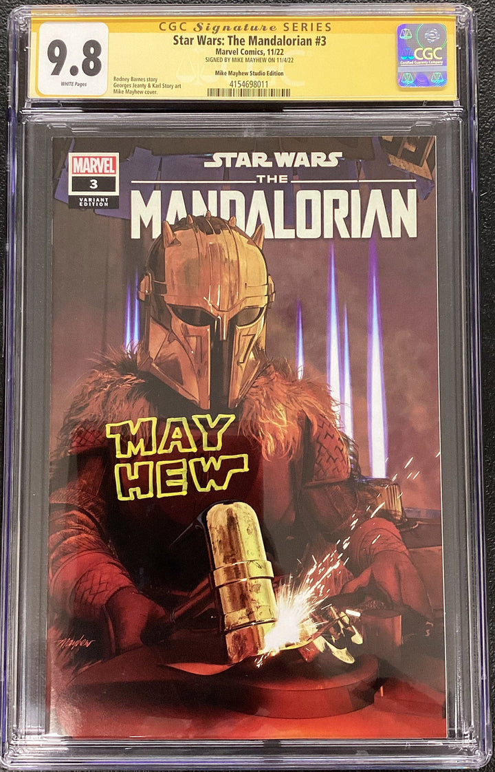 STAR WARS: THE MANDALORIAN #3 Mike Mayhew Studio Variant Cover Trade Dress Star Wars Sig CGC 9.8 Signature Series Slab