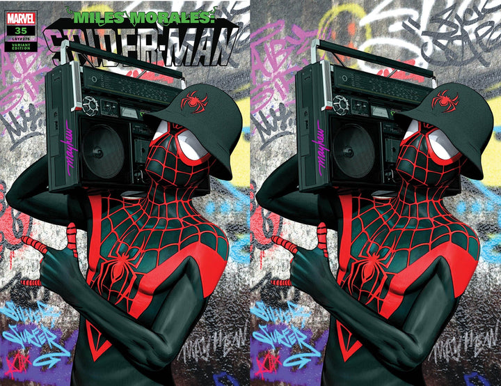 MILES MORALES: SPIDER-MAN #35 Mike Mayhew Studio Variant Set of Cover A and Virgin Cover B Signed with COA