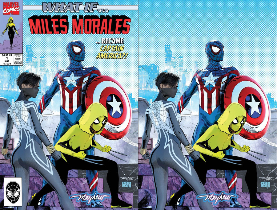 WHAT IF...MILES MORALES #1 Mike Mayhew Studio Variant Set of Cover A & Cover B Virgin Justice Glow Signed with COA