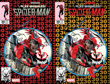 MILES MORALES SPIDER-MAN #30 MIKE MAYHEW STUDIO VARIANT SET OF COVER A TRADE DRESS AND COVER B TRADE DRESS WITH MILES VENOM REMARK SIGNED  WITH COA