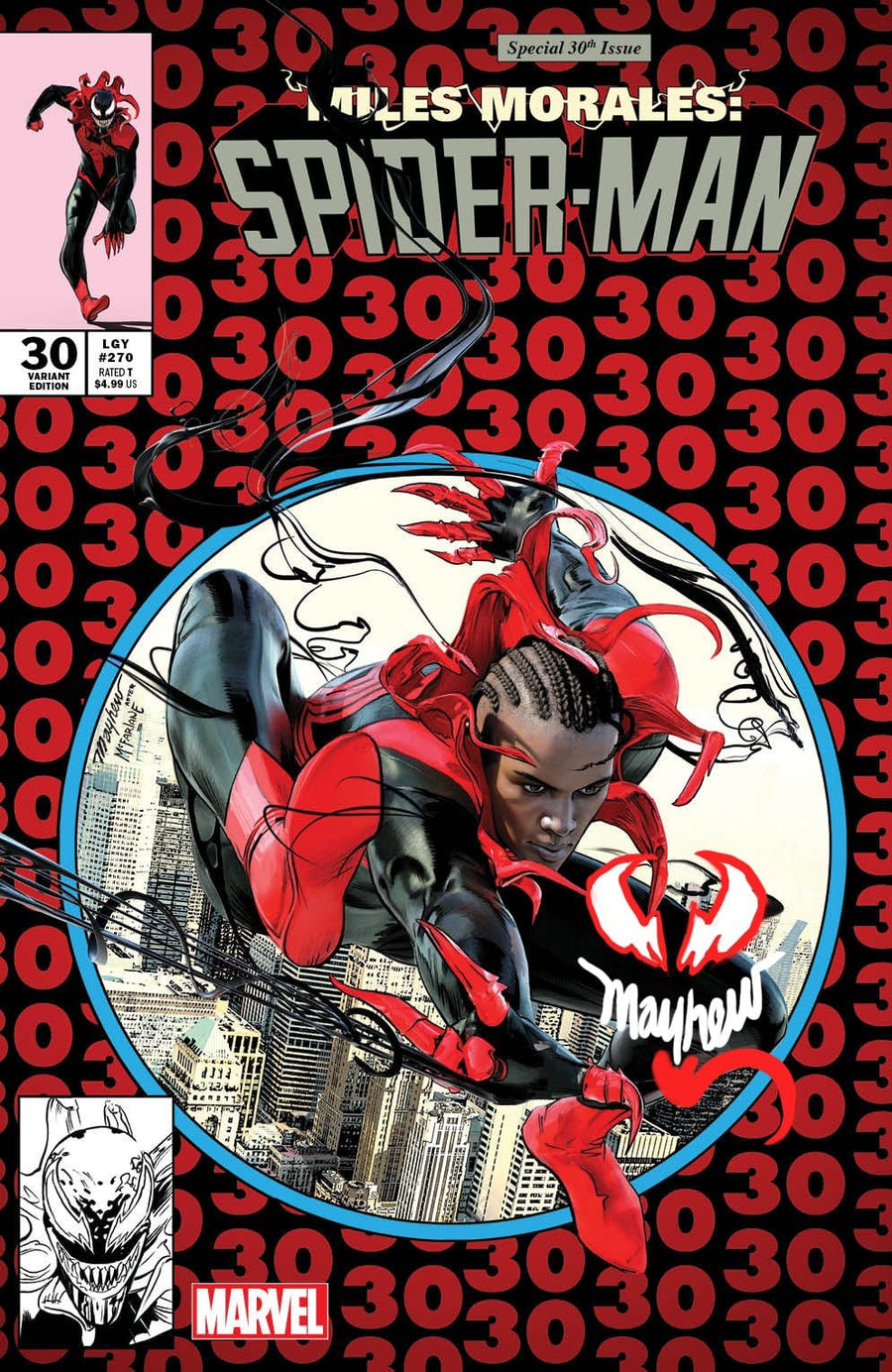 MILES MORALES SPIDER-MAN #30 MIKE MAYHEW STUDIO VARIANT COVER A TRADE DRESS MILES VENOM REMARK SIGNED  WITH COA