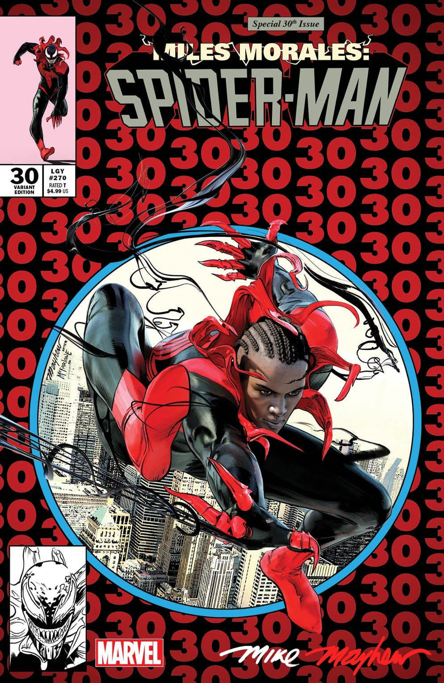 MILES MORALES SPIDER-MAN #30 MIKE MAYHEW STUDIO VARIANT COVER A TRADE DRESS SIGNED FULL NAME DUO-TONE WITH COA