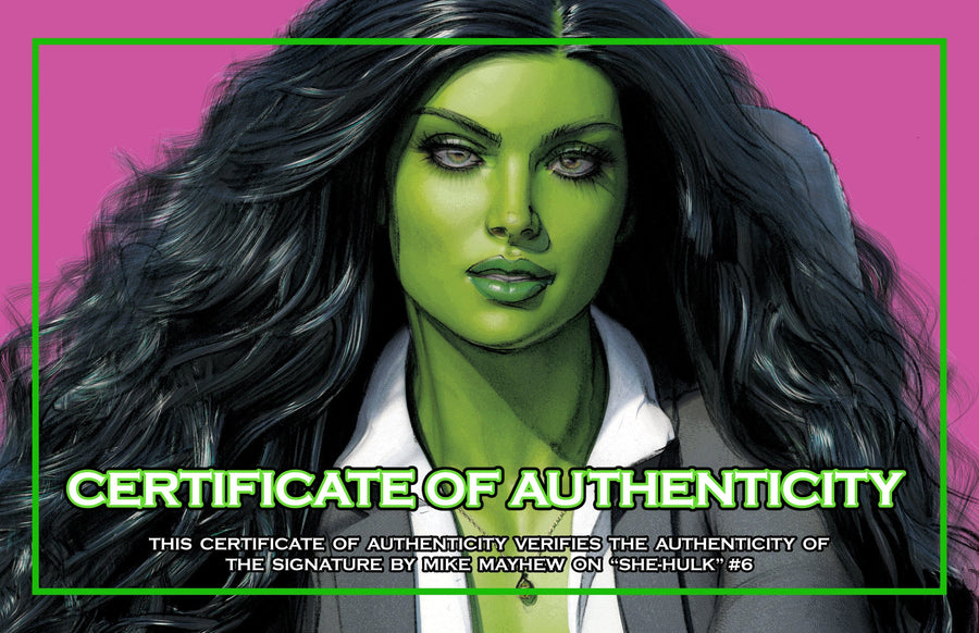 SHE-HULK #6 Mike Mayhew Studio Variant Cover Trade Dress Gamma-Glow Signed with COA