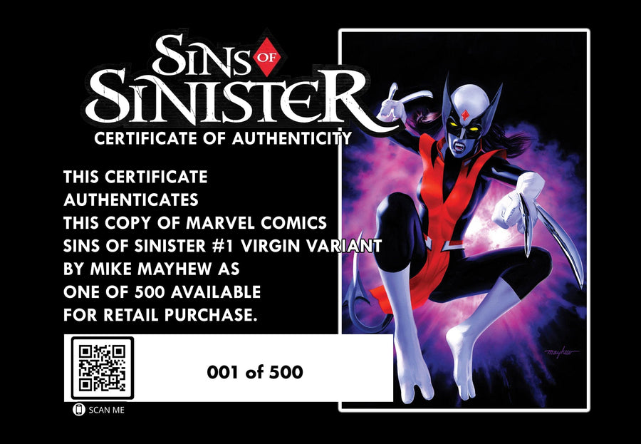 SINS OF SINISTER #1 Mike Mayhew Studio Variant Cover Virgin Signed with COA