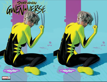 SPIDER-GWEN: GWENVERSE #1 Mike Mayhew Studio Variant Set of Cover A Trade Dress & Cover B Virgin Ghost Glow Signed with COA