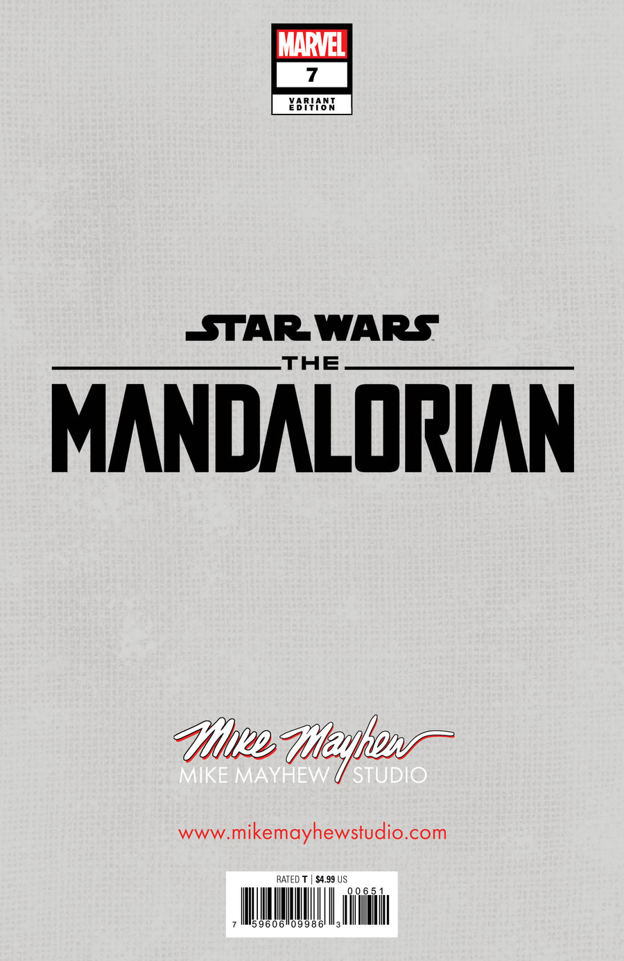 STAR WARS: THE MANDALORIAN #7 Mike Mayhew Studio Variant Cover B Virgin Full Duo Signed with Serial Number COA