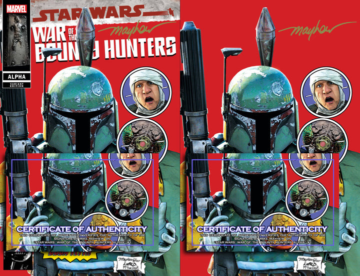 STAR WARS: WAR OF THE BOUNTY HUNTERS ALPHA #1 MIKE MAYHEW STUDIO VARIANT COVER TRADE DRESS AND VIRGIN SET SIGNED WITH COA