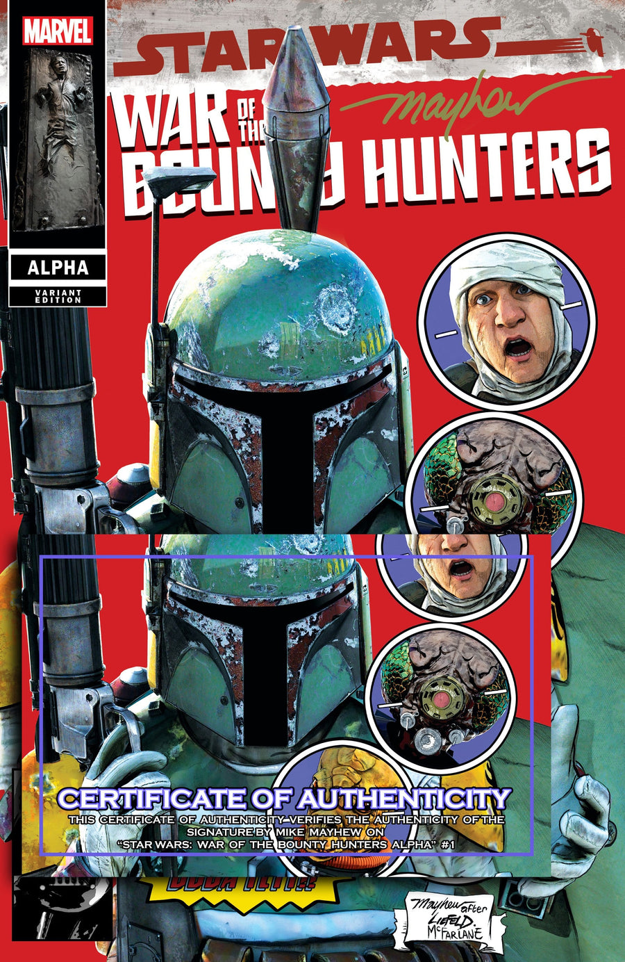 STAR WARS: WAR OF THE BOUNTY HUNTERS ALPHA #1 MIKE MAYHEW STUDIO VARIANT COVER TRADE DRESS SIGNED WITH COA