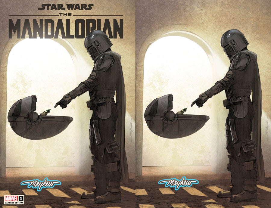 STAR WARS: THE MANDALORIAN #1 Mike Mayhew Studio Variant Cover A and Virgin Cover B Saber Glow Sig with COA