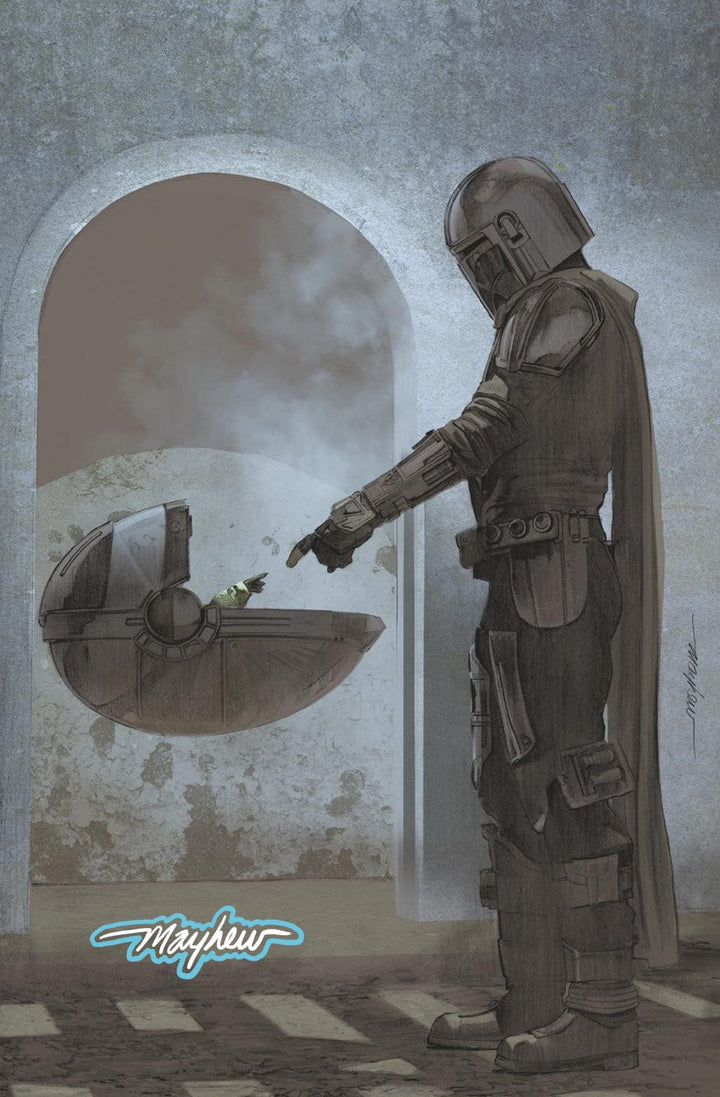 STAR WARS: THE MANDALORIAN #1 Mike Mayhew Studio Variant Cover C "Moonlight" New York Comic Con Exclusive Saber Glow Signed with COA