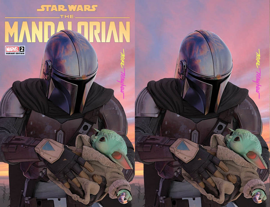 STAR WARS: THE MANDALORIAN #2 Mike Mayhew Studio Variant Cover A and Virgin Cover B Full Duo Signed with COA