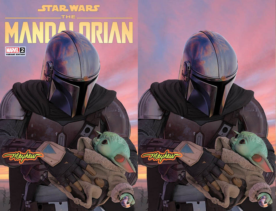 STAR WARS: THE MANDALORIAN #2 Mike Mayhew Studio Variant Cover A and Virgin Cover B Saber Glow Sig with COA