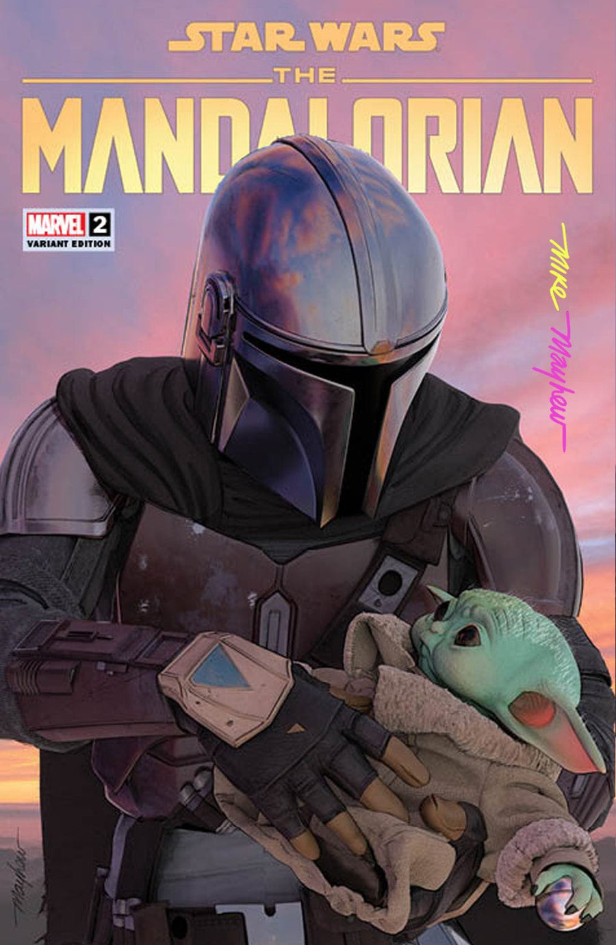 STAR WARS: THE MANDALORIAN #2 Mike Mayhew Studio Variant Cover A Full Duo Signed with COA
