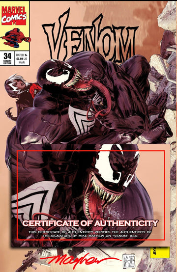 VENOM #34 Mike Mayhew Studio Variant Cover A Trade Dress Signed with COA