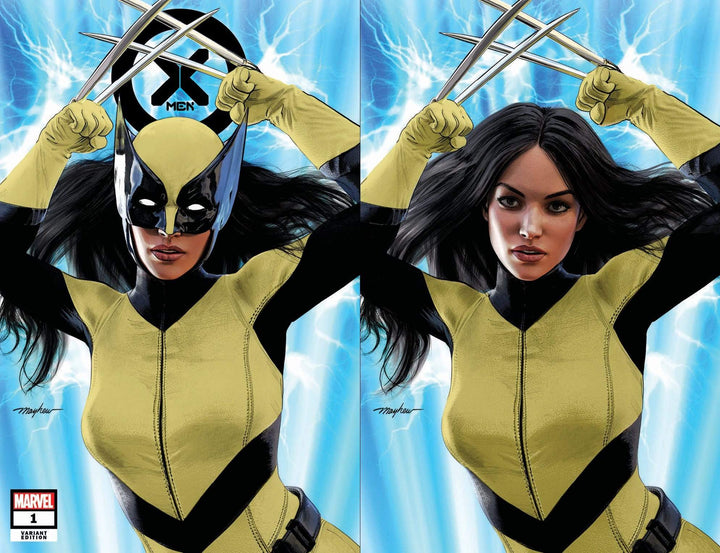 X-MEN #1 MIKE MAYHEW STUDIO VARIANT Set of COVER A Trade Dress and COVER B "UNMASKED" Raw & 1:25 DOALY Variant